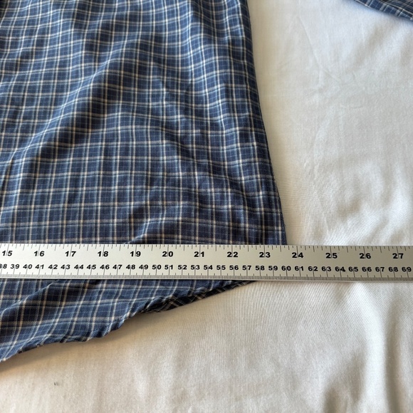 Haggar Men's L Mini-Plaid Long Sleeve Button Up Shirt‎ Wrinkle-Resistant Blue - Picture 11 of 12